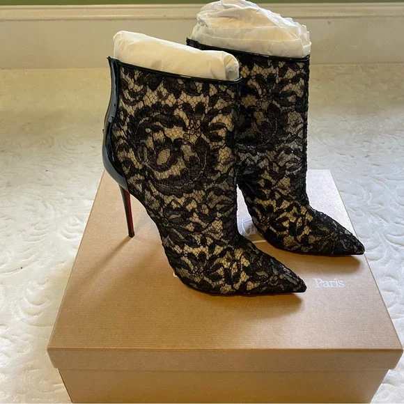 Christian Louboutin Patent Lace Dentelle Psybootie 100 - Picture 3 of 8